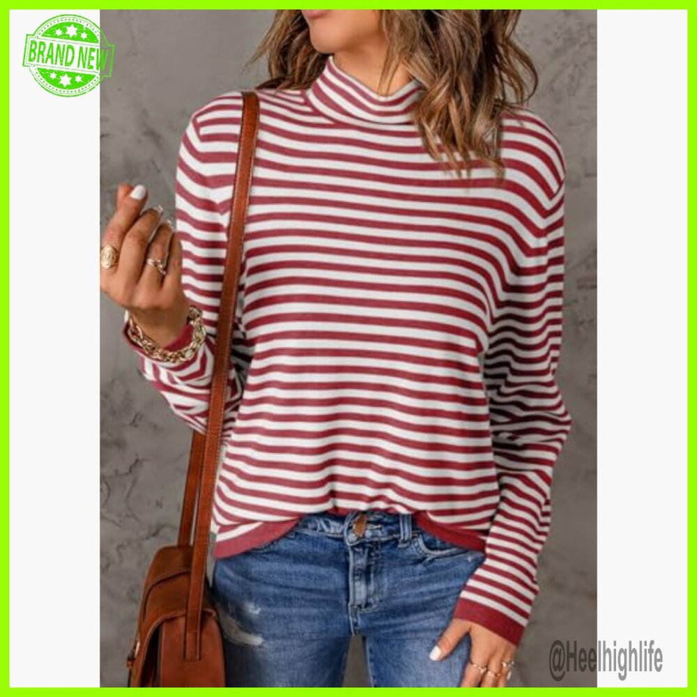 Lightweight Striped Turtleneck Pullover Sweater W… - image 3